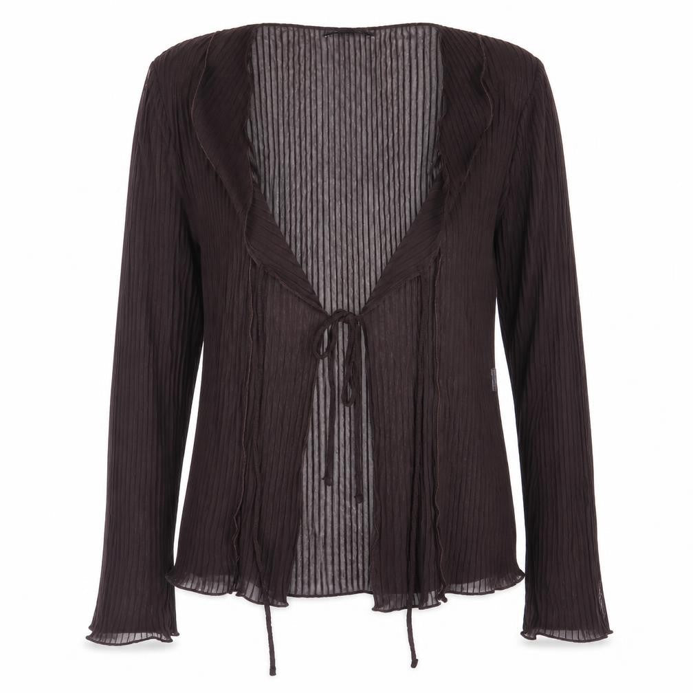 Zara Women Black Sheer Woven Long Sleeve Top Size 12