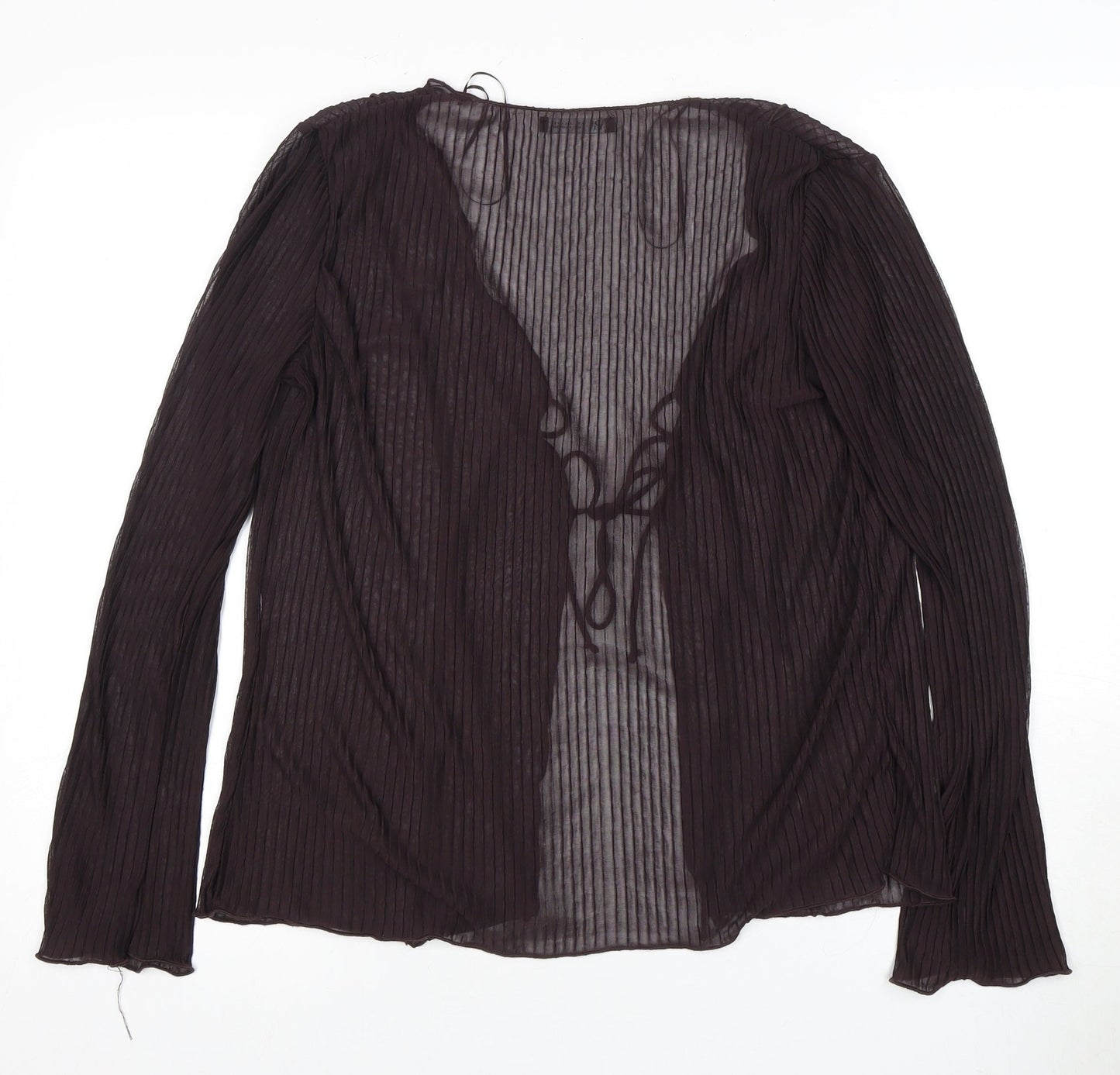 Zara Women Black Sheer Woven Long Sleeve Top Size 12