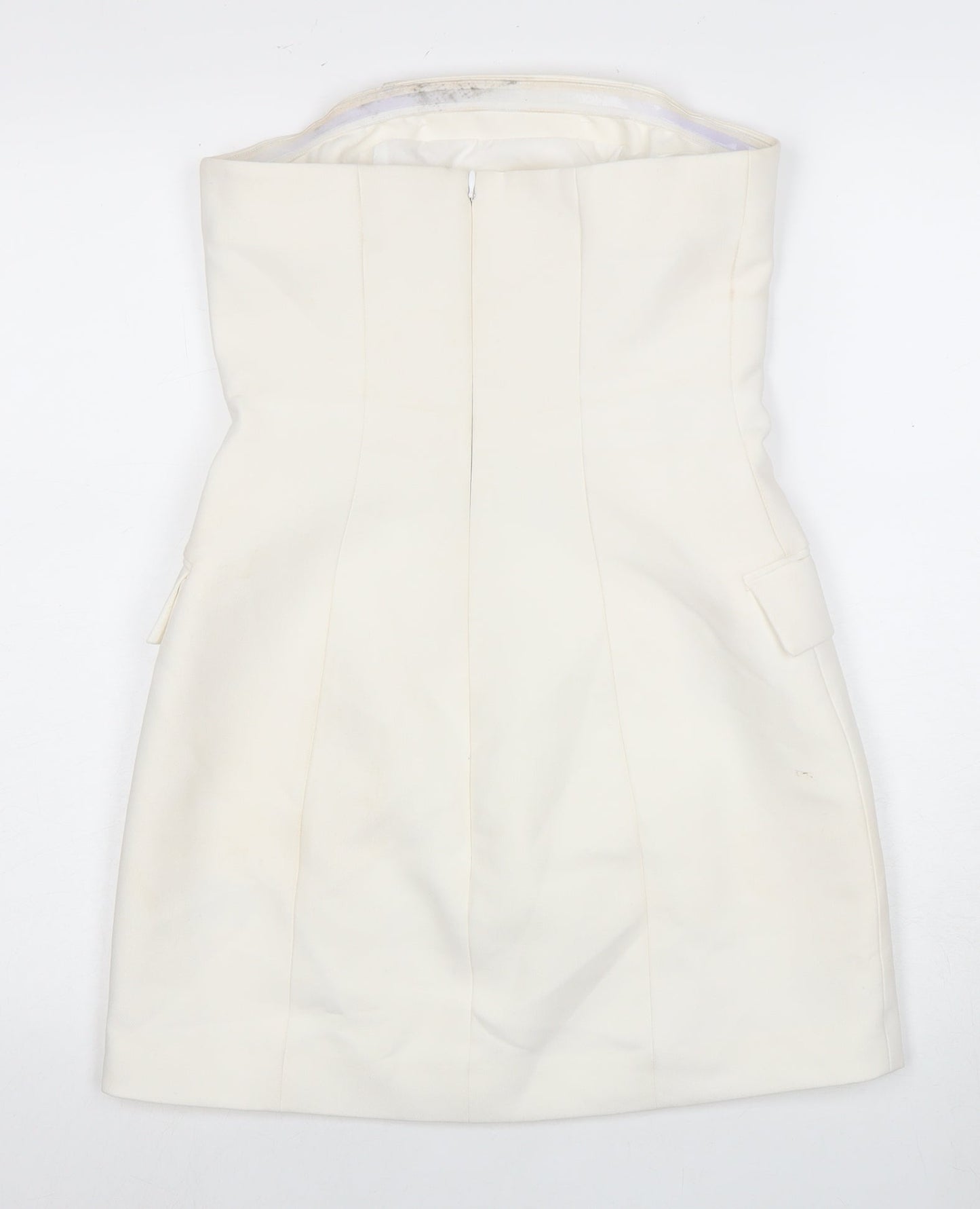 H&M Women Ivory Strapless Bodycon Dress Size 8