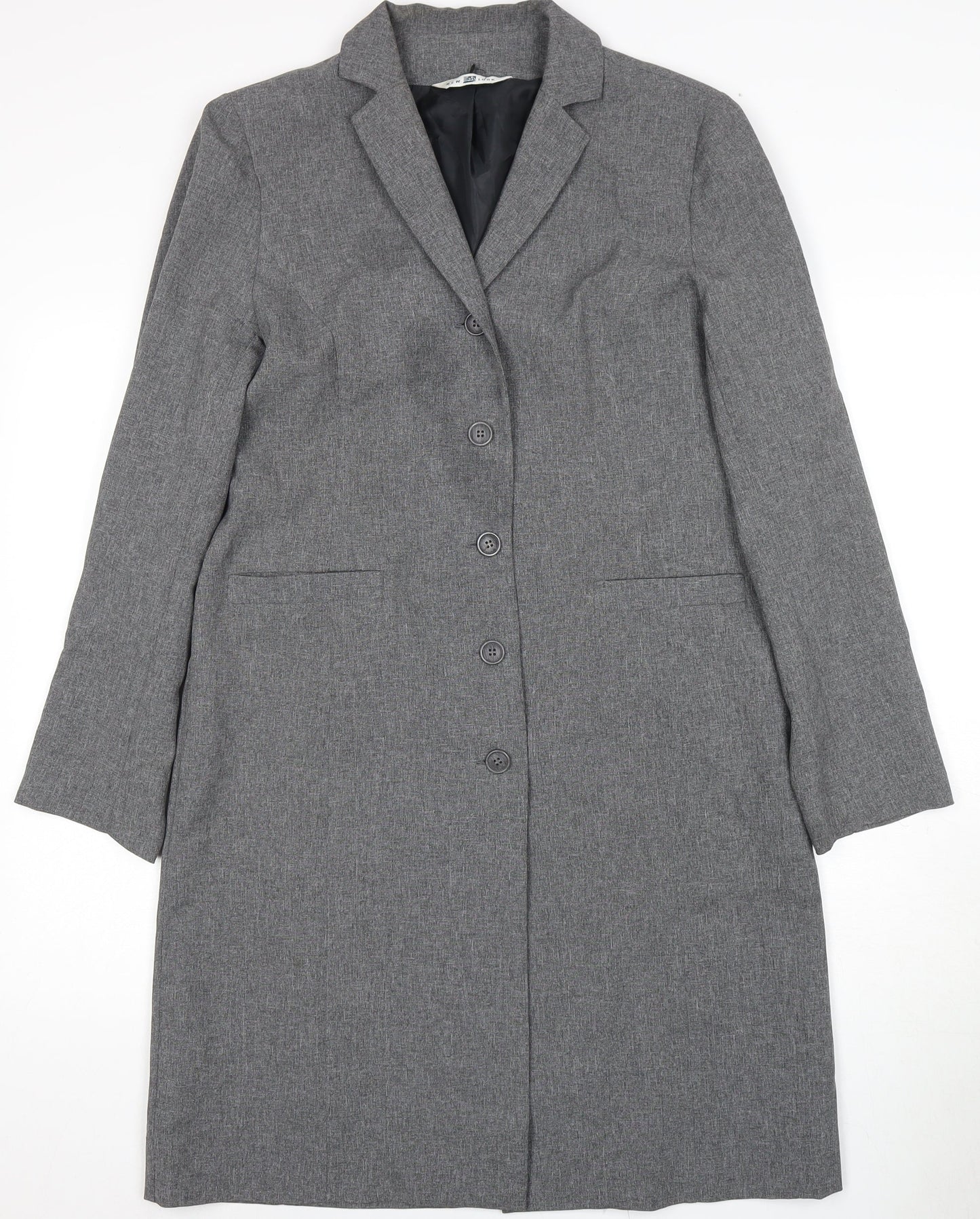 New Look Women's Grey Long Overcoat Size 12