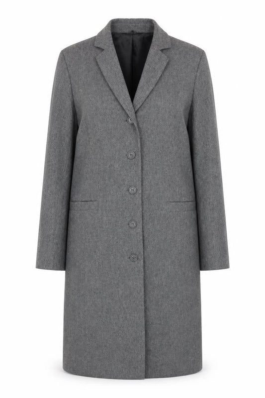 New Look Women's Grey Long Overcoat Size 12