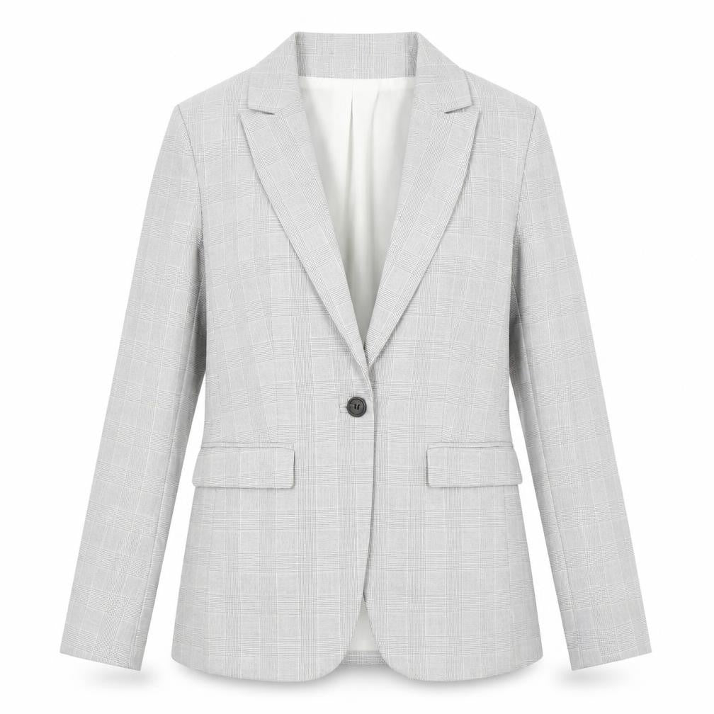 H&M Women's Grey Check Suit Jacket Size 8