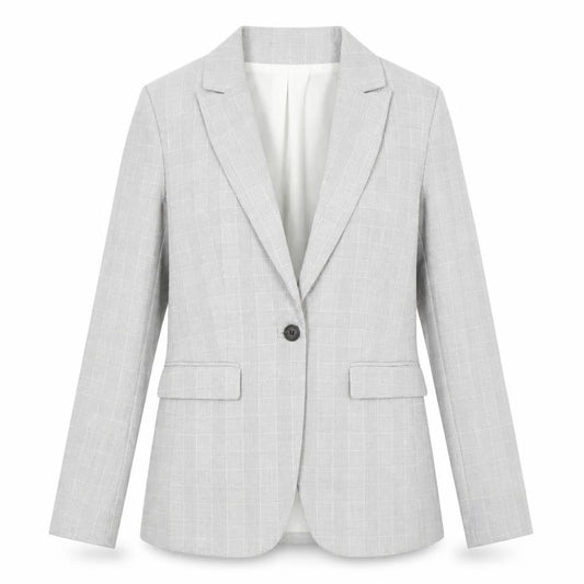 H&M Women's Grey Check Suit Jacket Size 8
