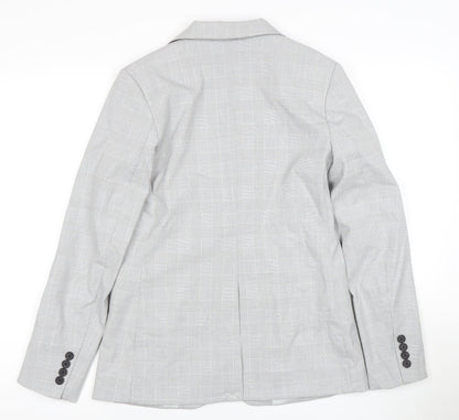 H&M Women's Grey Check Suit Jacket Size 8