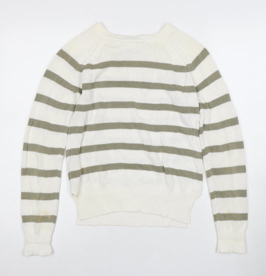 MNG Women's Multicoloured Striped Jumper, M, Bow Accent