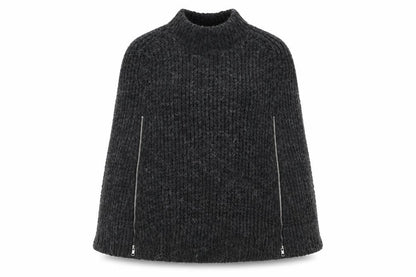 Front view of French Connection Grey Knit Cape Women XS