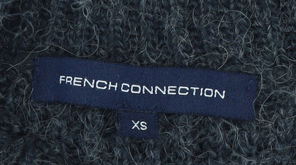 Close-up detail of French Connection Grey Knit Cape Women XS