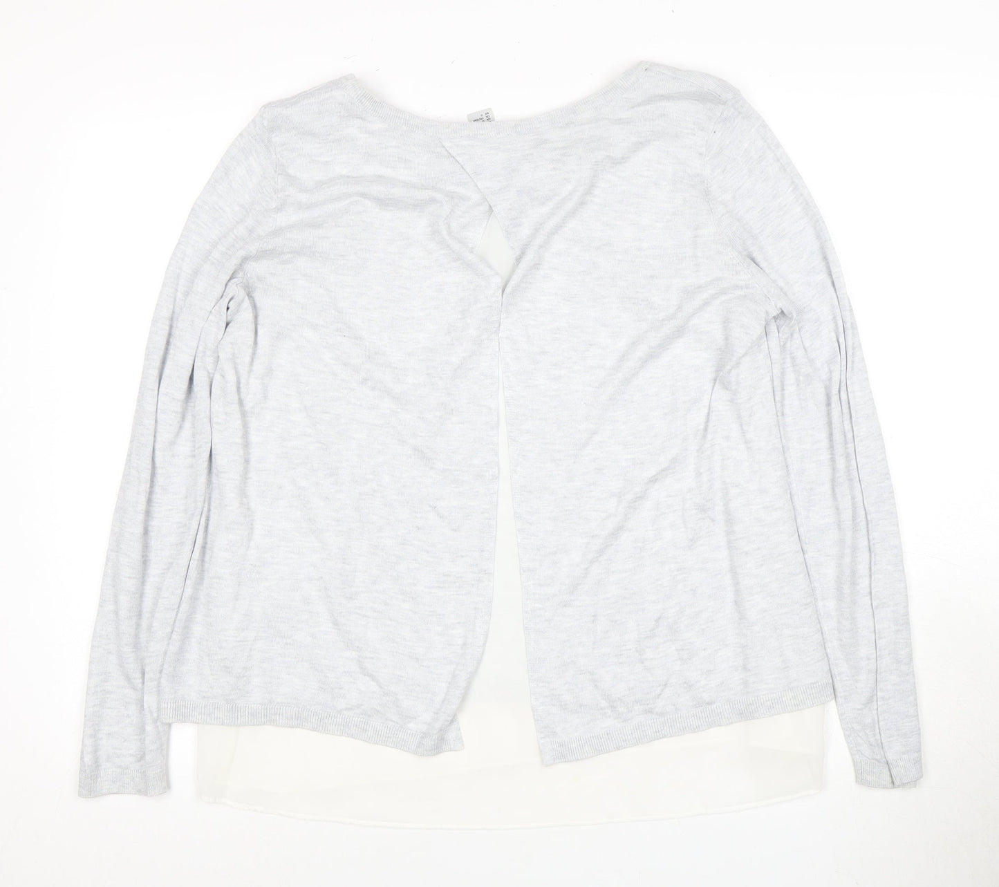 H&M Women's White Long Sleeve Knit Top, Size L