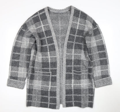 Additional front view of Principles Women's Grey Check Cardigan, size 14