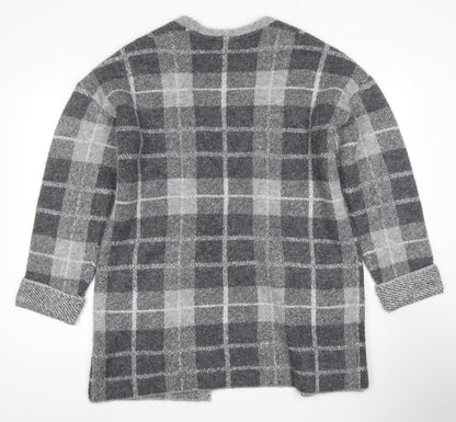 Back view of Principles Women's Grey Check Cardigan, size 14