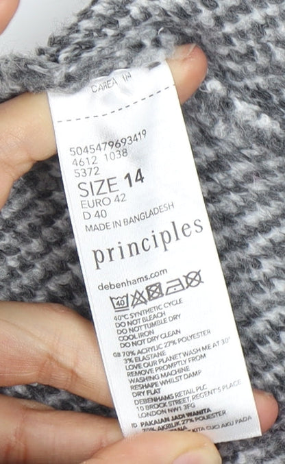 Close-up detail of Principles Women's Grey Check Cardigan, size 14