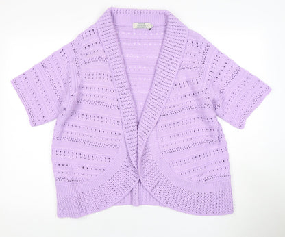 Additional front view of Honor Millburn Women's Purple Open-Knit Cardigan L