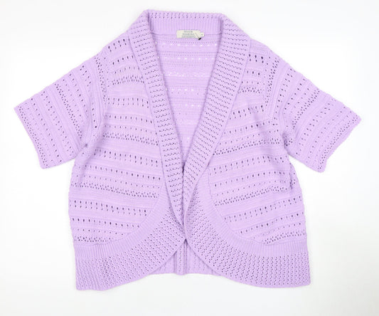 Honor Millburn Women's Purple Open-Knit Cardigan L