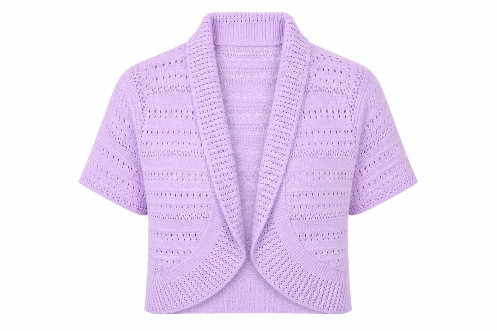 Honor Millburn Women's Purple Open-Knit Cardigan L