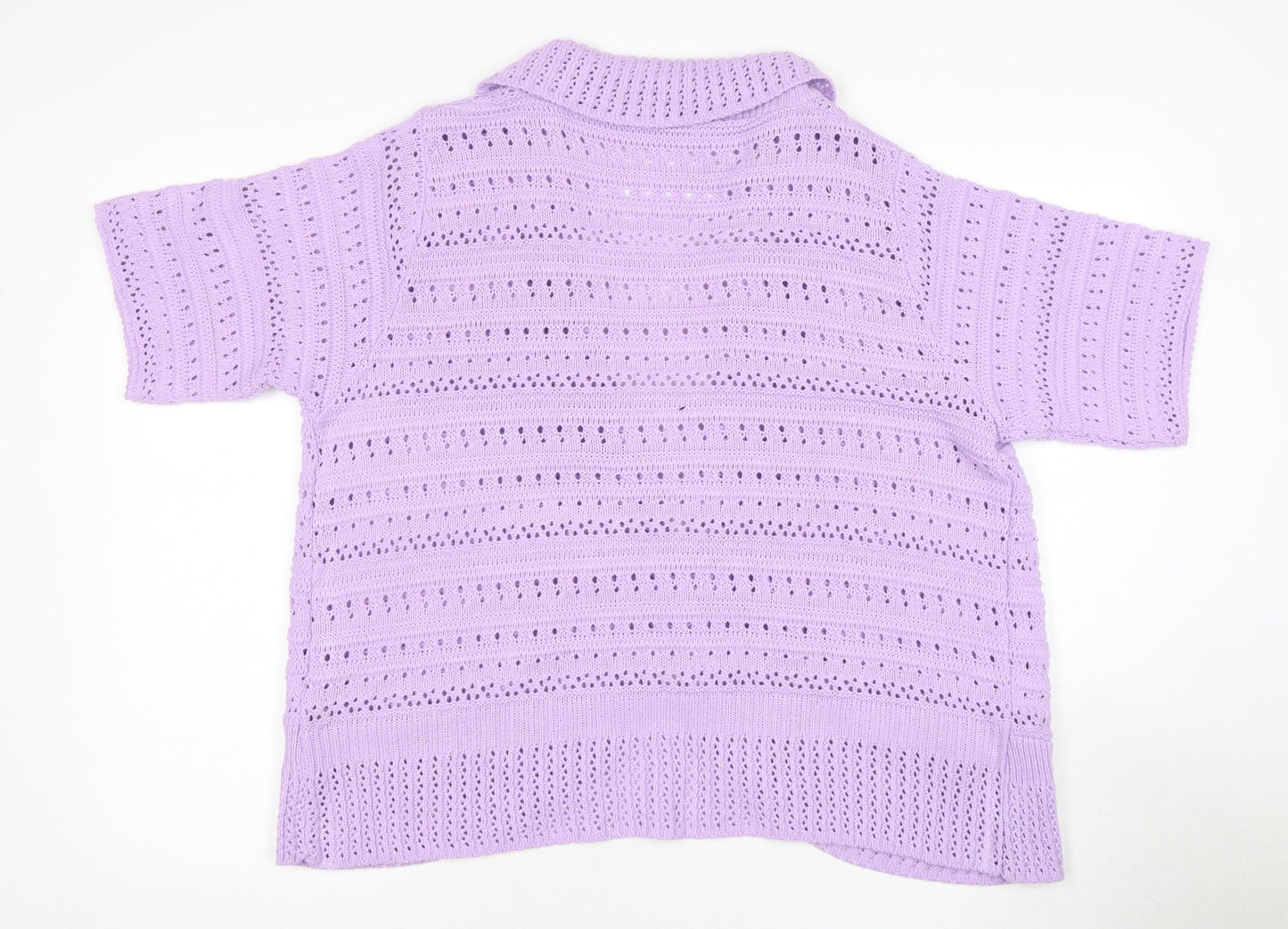 Honor Millburn Women's Purple Open-Knit Cardigan L