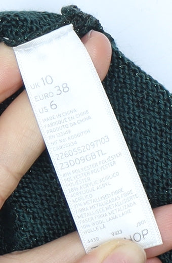 Topshop Women Green Knit Pullover Dress Size 10