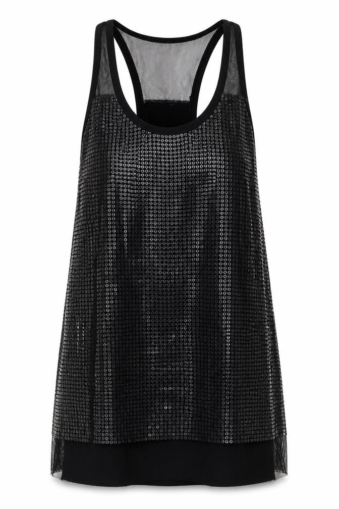 Whistles Women's Black Sequin Sleeveless Tank M