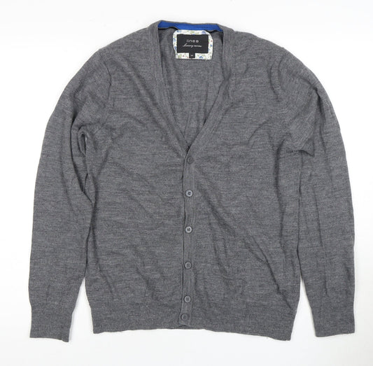 Linea Women's Grey Wool Cardigan - Medium V-Neck