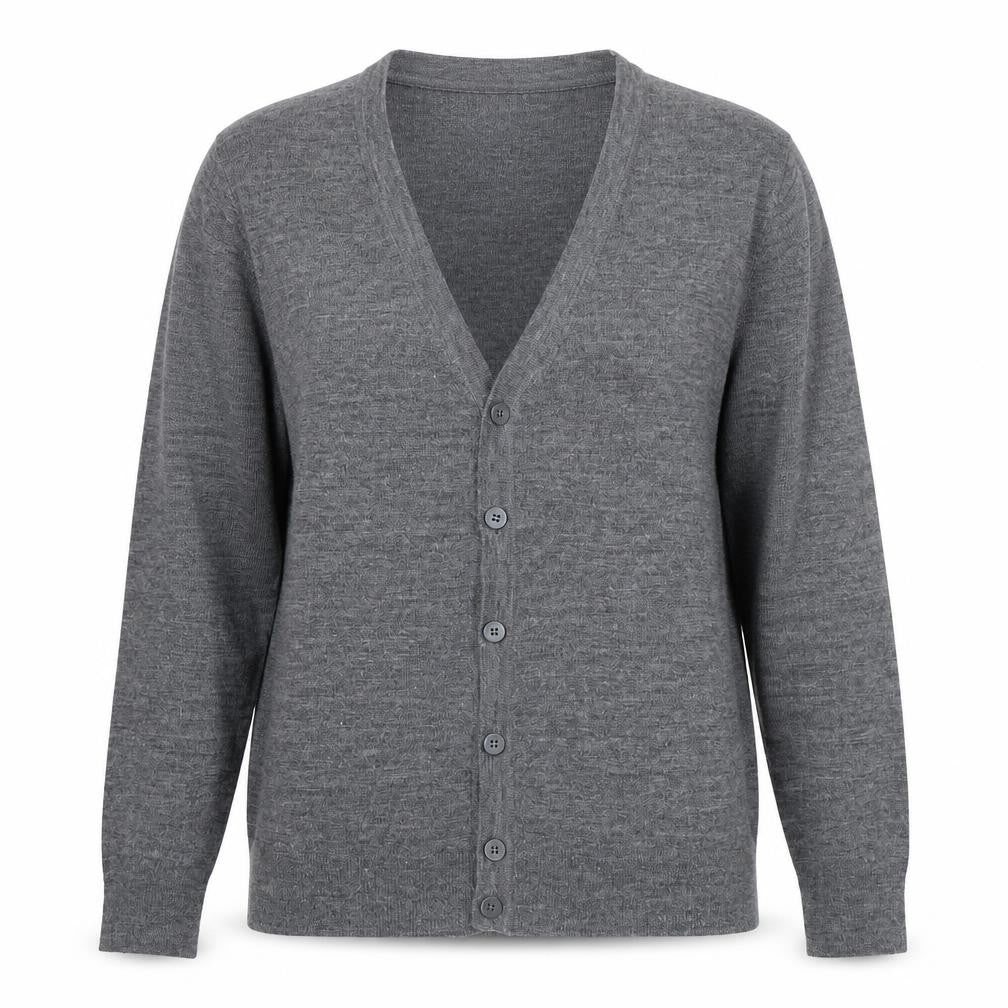 Linea Women's Grey Wool Cardigan - Medium V-Neck
