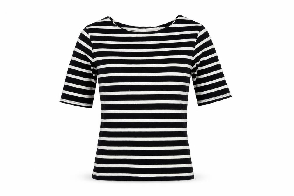 John Lewis Women's Black Striped T-Shirt Size 10