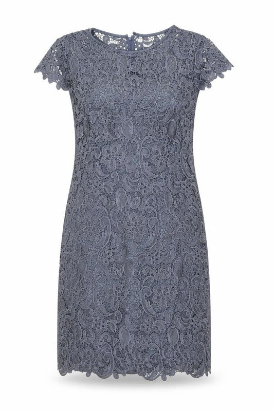 Fenn Wright Manson Women Grey Lace Sheath Dress