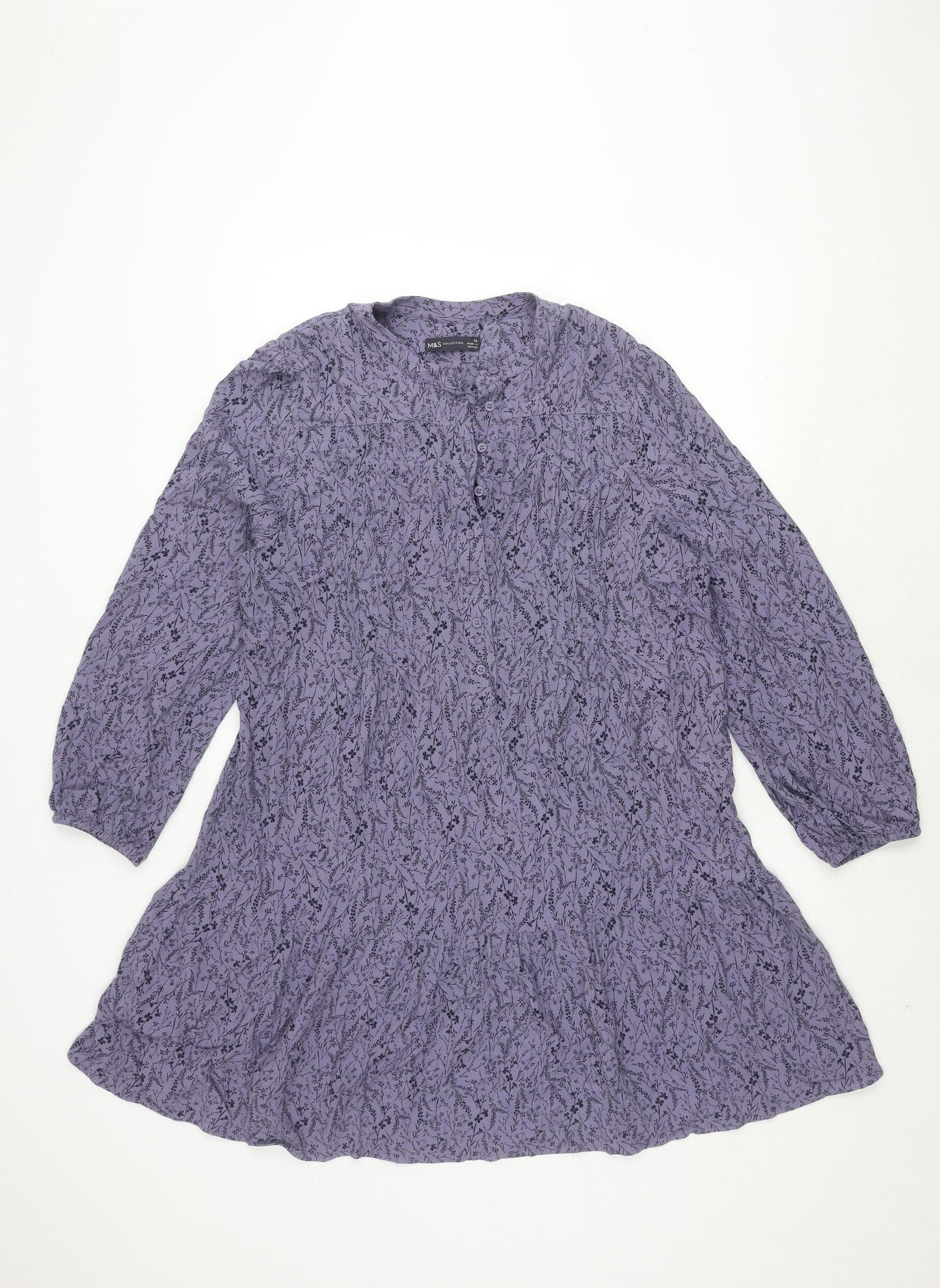 Marks and Spencer Women’s Purple Floral Dress Size 14