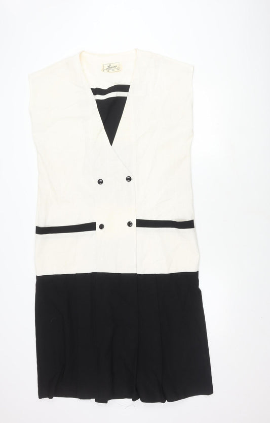 Lemona Women's Ivory Black Colourblock Dress Size 16