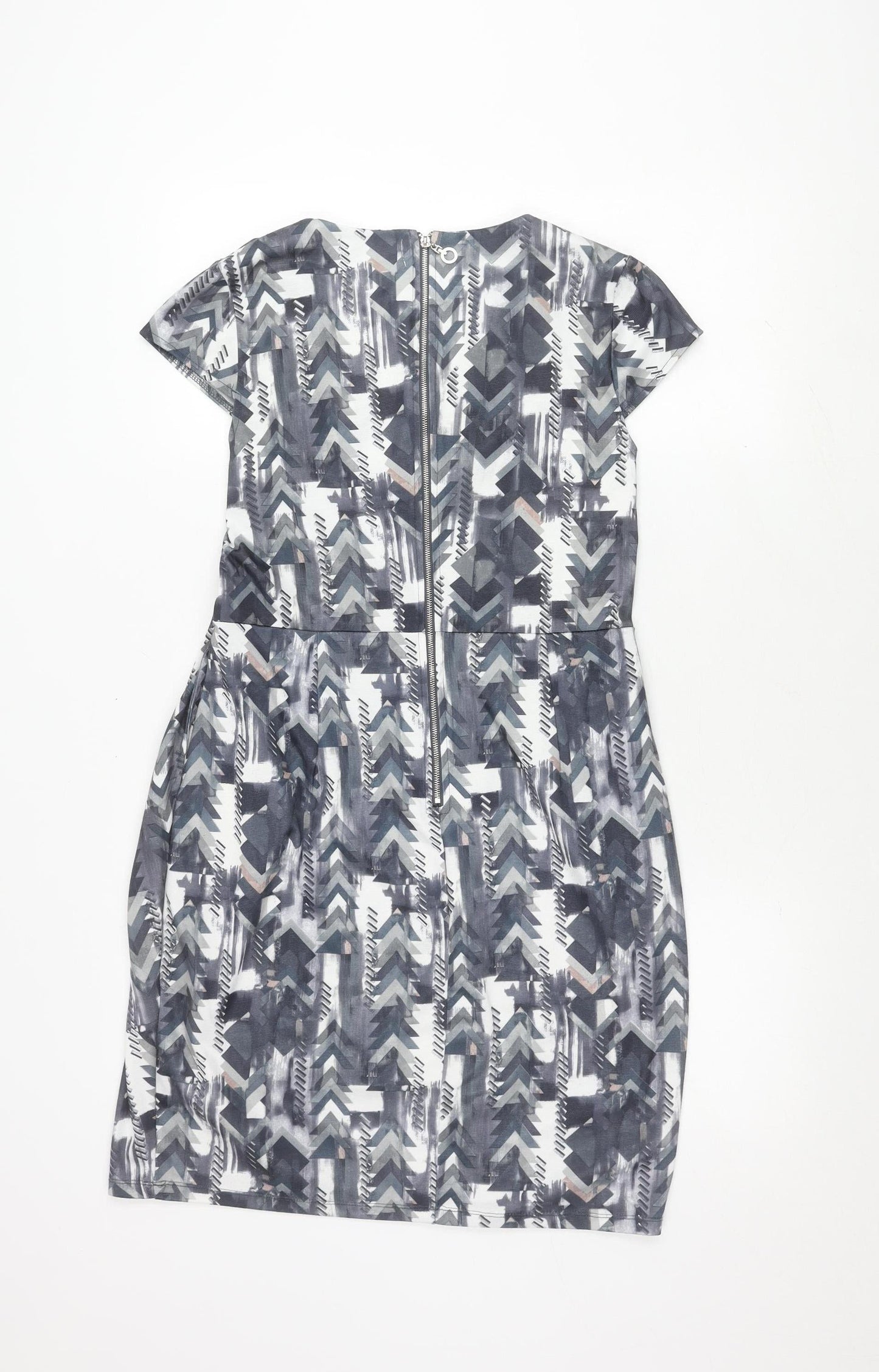 Voulez Vous Grey Geometric Bodycon Dress 14