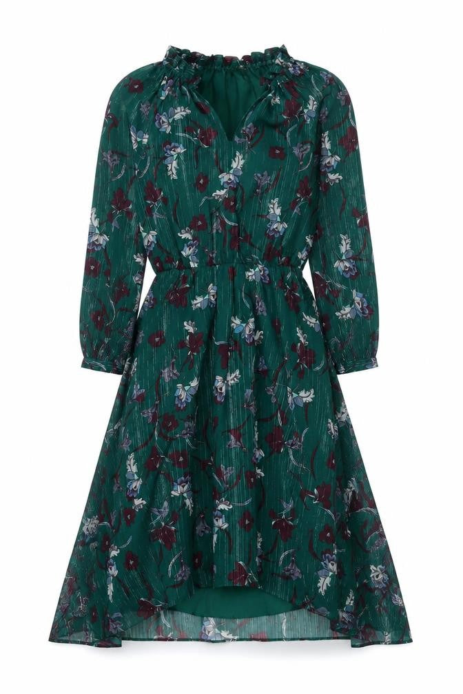 Hush Women's Green Floral Dress Size 8 Long Sleeve Lined
