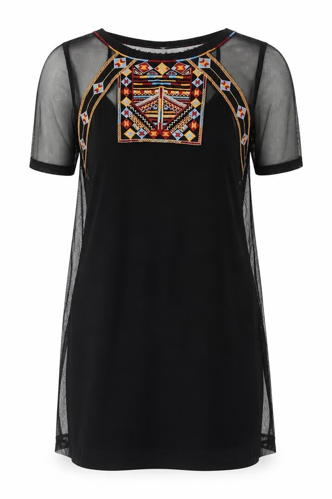 River Island Women's Black Embroidered Dress Size 10