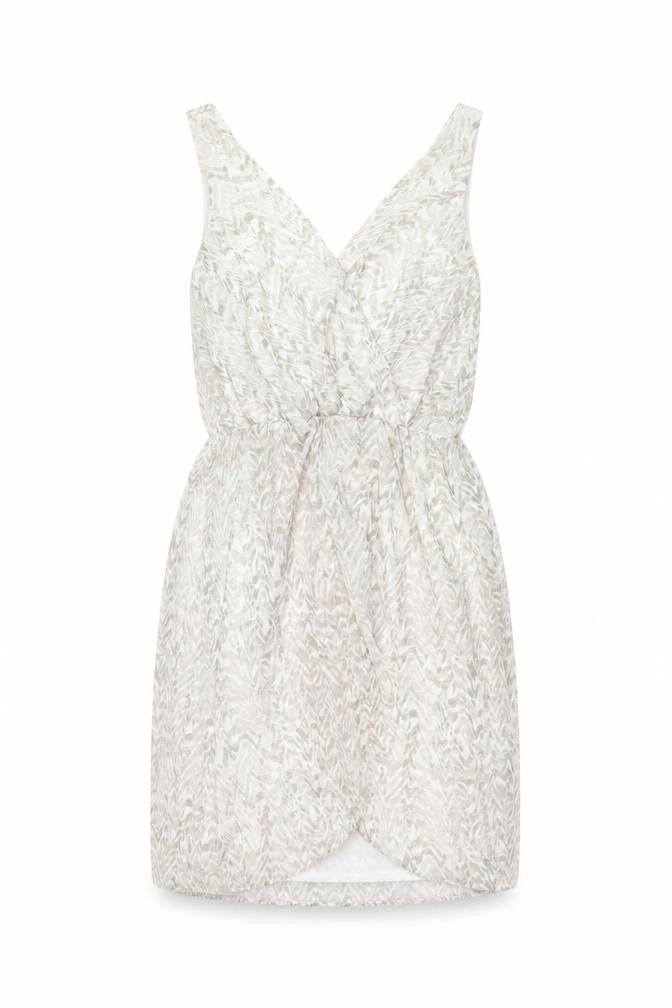 H&M Women's White Geometric V-Neck Dress Size 8