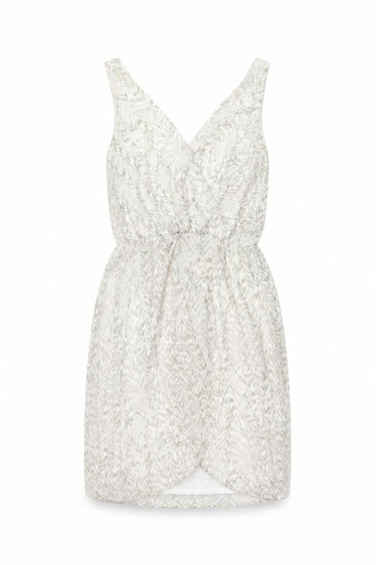 H&M Women's White Geometric V-Neck Dress Size 8