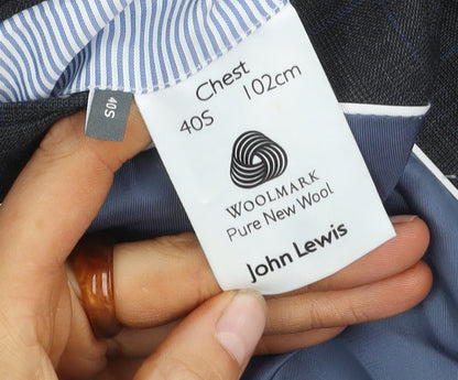 John Lewis Men's Grey Check Blazer, 40S, Elegant Style