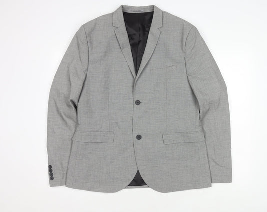 H&M Men's Grey Blazer 44R Regular Fit Jacket