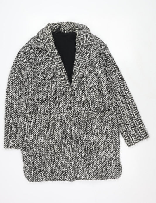 Topshop Women's Grey Herringbone Coat, Size 6