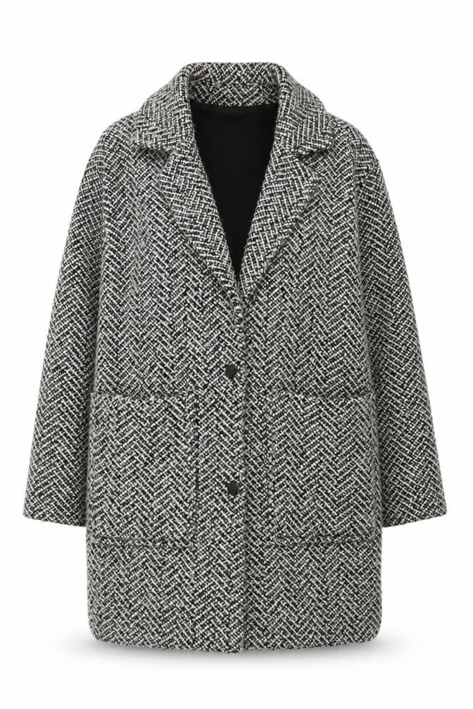 Topshop Women's Grey Herringbone Coat, Size 6