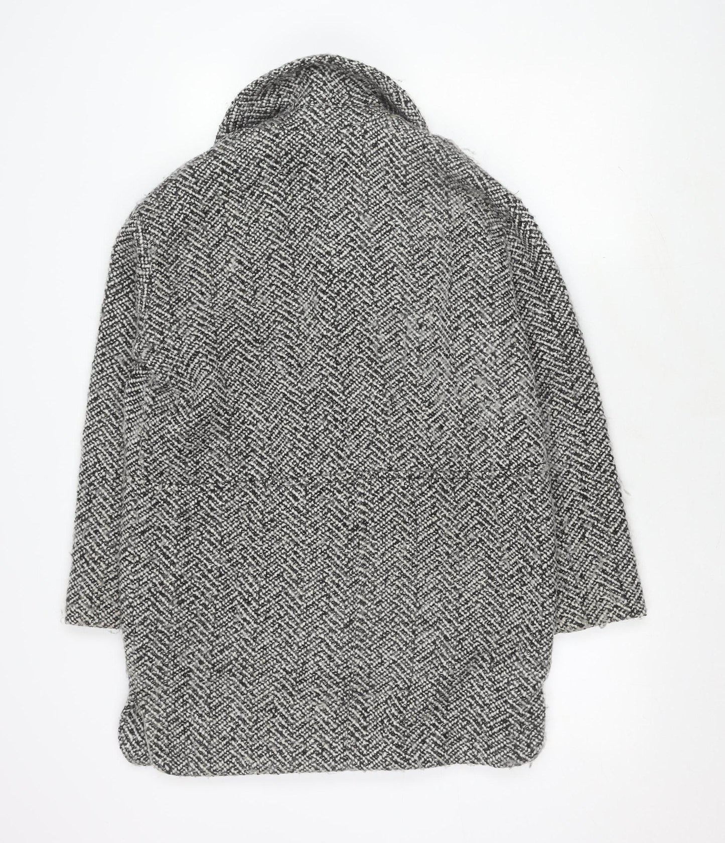 Topshop Women's Grey Herringbone Coat, Size 6