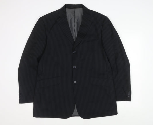 Marks and Spencer Men's Blue Striped Blazer Size 42R