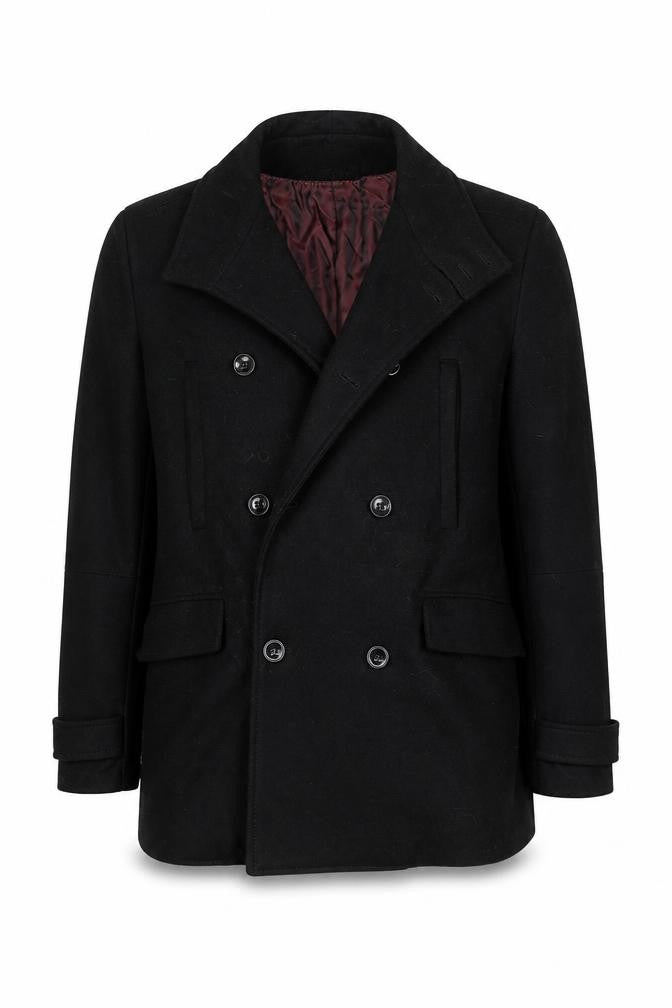 H&M Men's Black Wool Blend Coat, Size 44 Regular Fit