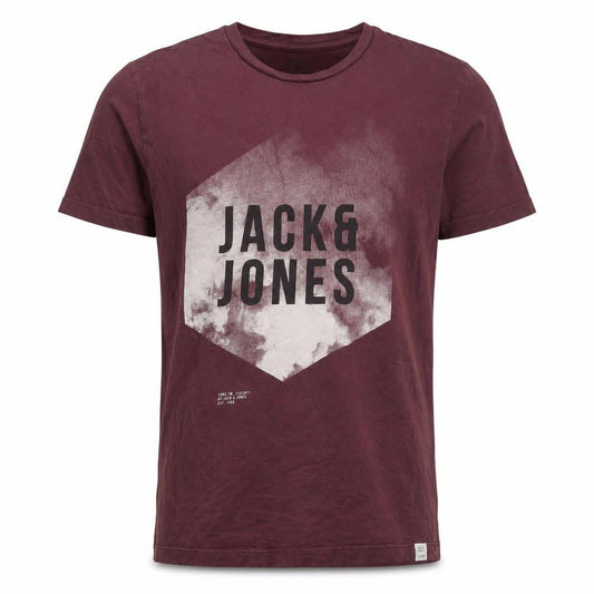 Jack & Jones Men's Red Graphic Print T-Shirt - Medium
