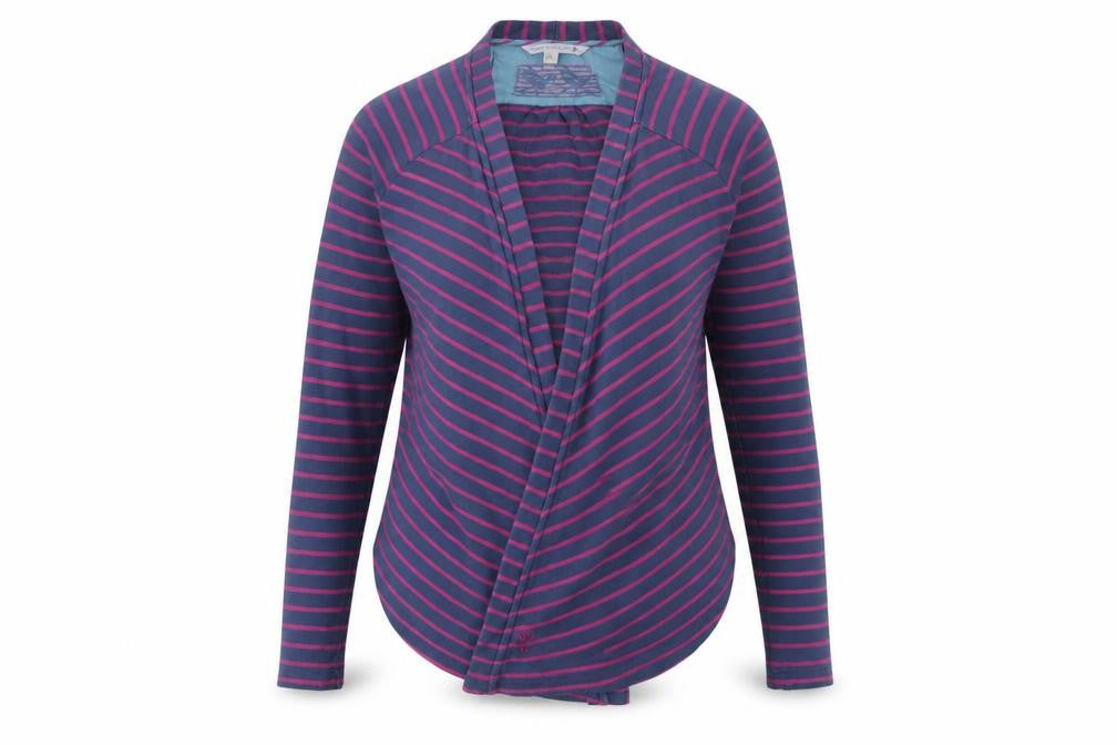 FatFace Women’s Multicoloured Cotton Striped Open Front Wrap Cardigan Size 10