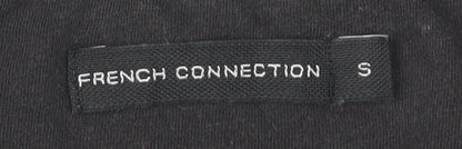 Close-up detail of French Connection Men's Black Cotton T-Shirt, size S