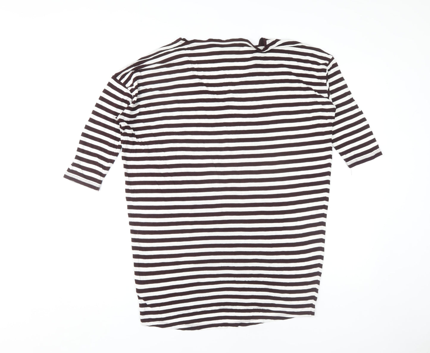 Next Women's Black & White Striped V-Neck T-Shirt Size 10
