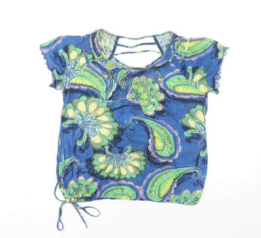Next Women’s Blue Paisley Blouse UK 8 Cropped Style
