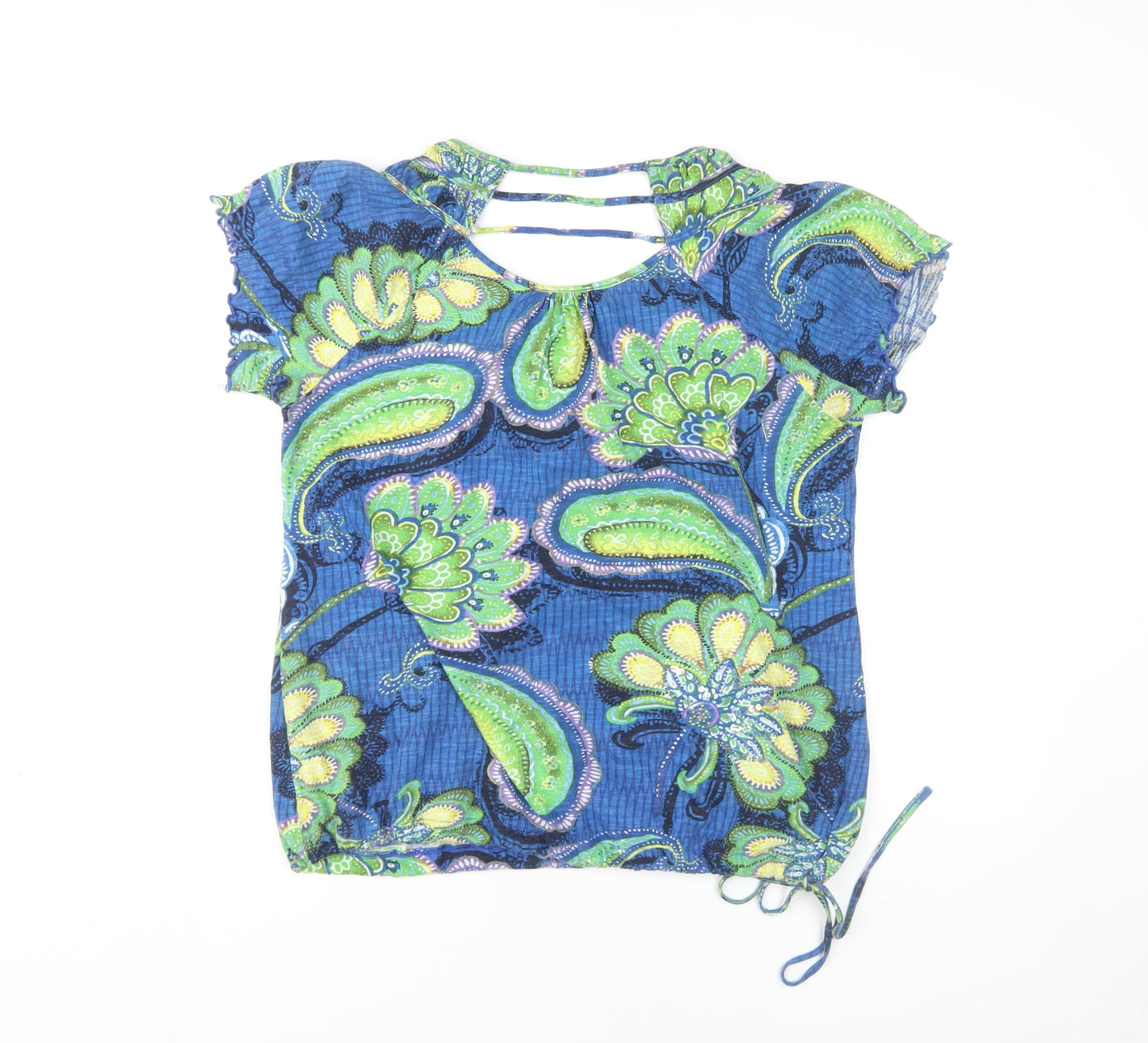 Next Women’s Blue Paisley Blouse UK 8 Cropped Style
