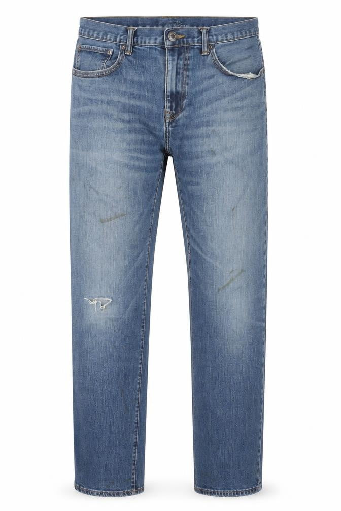 Gap Men's Blue Straight Jeans, Size 36, Distressed Style