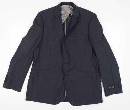 Additional front view of Jaeger Men's Blue Tailored Blazer, size 44L, Formal