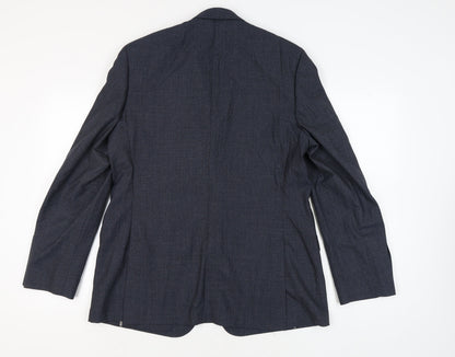 Back view of Jaeger Men's Blue Tailored Blazer, size 44L, Formal