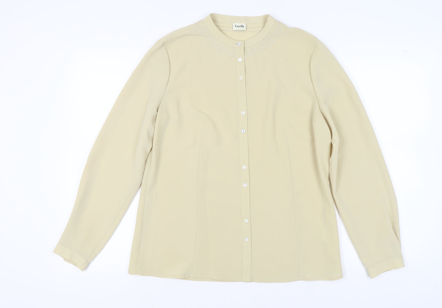 Viyella Women's Beige Long Sleeve Blouse UK 12