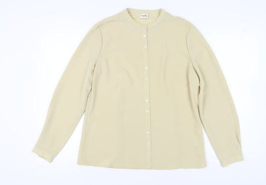 Viyella Women's Beige Long Sleeve Blouse UK 12